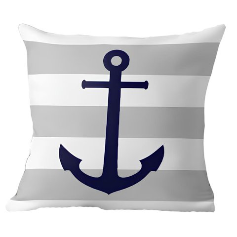 Capa Almofada Azul Âncora Navegação Marítima 50x50cm