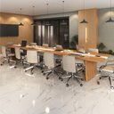 Ver imagem 1 de Mesa Reunião Escritório 12 Lugares com Caixa de Tomada, Tampo Engrossurado 50mm Marrom/Freijó/Branco Artany