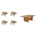 Ver imagem 2 de Mesa Reunião Escritório 12 Lugares com Caixa de Tomada, Tampo Engrossurado 50mm Marrom/Freijó/Branco Artany