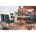 Ver imagem 1 de Conjunto: Mesa Sala Jantar Alvorada Tampo Madeirado C/ Vidro Canto Reto 180x90cm e 6 Cadeiras Jade