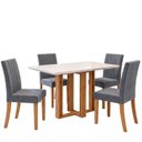 Ver imagem 2 de Conjunto Sala de Jantar Mesa Manu 120cm Tampo MDF e Vidro Canto Reto 4 Cadeiras Lily