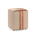 Ver imagem 2 de Kit Puf Banqueta Quadrado Linho e Couro - Domus Cor Bege