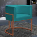 Ver imagem 2 de Kit 2 Poltronas Reforçada Decorativa Sala Nayara Base Ferro Bronze Suede Azul Tifany