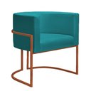Ver imagem 4 de Kit 2 Poltronas Reforçada Decorativa Sala Nayara Base Ferro Bronze Suede Azul Tifany
