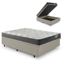 Ver imagem 1 de Cama Box Casal com Baú 138x188 com Colchão Adapto Molas Ensacadas Ecoflex Courino Linho