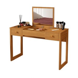 Penteadeira Camarim em Mdf com Espelho Quarto Moderno Luxo:nature/offwhite/nat