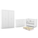 Ver imagem 1 de Dormitório Tutto New 4 Portas, Cômoda 1 Porta, Berço Branco Soft com Colchão D18 - Matic Móveis