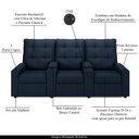 Ver imagem 4 de Poltrona do Papai Reclinável Cinema 3 Lugares Manual Baú Usb Haifa F05 Veludo Azul - Lyam Decor