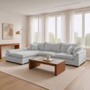 Ver imagem 1 de Sofá de Canto 6 Lugares com Chaise Modulado 280cm com Base em Madeira Maciça Dominique Yescasa