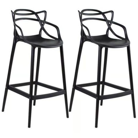 Kit C/ 2 Banquetas Allegra Masters 100% Polipropileno Preta