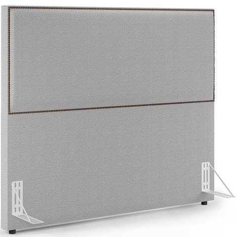 Cabeceira Box Casal King Com Tachas 195 cm Vicenza L02 Bouclê Cinza - Lyam Decor