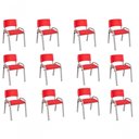 Ver imagem 1 de Kit 12 Cadeira Iso Infantil Creche, Base Cinza Vermelho
