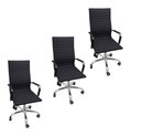 Ver imagem 1 de Kit 3 Cadeiras Eames Esteirinha Presidente Escritório Alta Preta