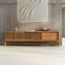 Ver imagem 1 de Rack Ripado 180 Cm Madeira Tv 75 2 Portas Correr Freijo Adamo Idimex