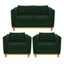 Ver imagem 1 de Kit Sofá 2 Lugares e 2 Poltronas Europa Suede Doce Sonho Móveis - Verde