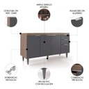 Ver imagem 3 de Balcão de Cozinha com Pia Inox 150cm Pérola Z34 Freijó/grafite - Mpozenato