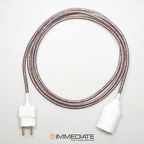 Extensão Elétrica 2 Metros Pp 2x0,75mm Revestido Multicolor Brilhoso Cabos Immediate