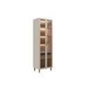 Ver imagem 1 de Módulo Cozinha Linea Allure Allure Adega Vinhos c/2PTAS Vidro 4 Prat e Leads 70cm Jequitiba/Gris
