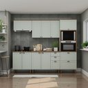 Ver imagem 1 de Cozinha Completa Iluminata 10 Portas 4 Gavetas 100% MDF Mint/Ébano - Genialflex