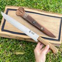 Ver imagem 7 de Faca Paineira Artesanal Sangradeira Cabral 11' Aço Carbono Polido Cabo de Madeira com Bainha