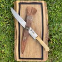 Ver imagem 2 de Faca Paineira Artesanal Sangradeira Cabral 11' Aço Carbono Polido Cabo de Madeira com Bainha