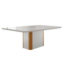 Ver imagem 6 de Conjunto: Mesa de Cozinha Pietá C/ Tampo Madeirado C/ Vidro Canto Curvo 180x90cm e 6 Cadeiras