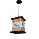 Ver imagem 1 de Luminária de Teto Lustre Rústico Bambu Tecido Artesanal Madeira Sala Quarto Hotel Pousada