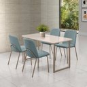 Ver imagem 1 de Conjunto para Sala de Jantar com 4 Cadeiras Dora Bege/Champagne/Verde Claro/Off White
