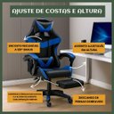 Ver mais imagens de Cadeira Escritório Gamer Nitro Azul Ergonômica Couro Sintético Reclinável Altura Ajustável Luvinco