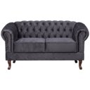 Ver imagem 3 de Namoradeira Chesterfield Duque 2 Lugares em Veludo Chumbo