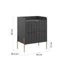 Ver imagem 7 de Mesa de Cabeceira Lateral Grafite Preto para Quarto Moriah 45cm Pés em Ferro Estilo Moderno Dourado