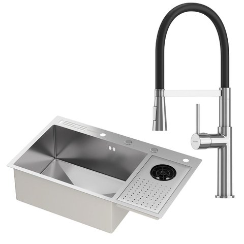 Kit Cuba Gourmet Zurique Aço Inox 304 e Torneira Gourmet Bélgica Monocomando Goldenx
