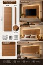 Ver imagem 1 de Painel Decorativo Modular Florêncio 150x54cm MDF 15mm Freijó para TV e Cabeceira