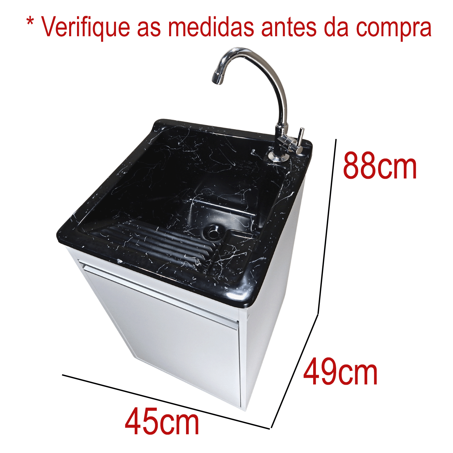 Tanque de Lavar Roupa com Torneira de Bancada + Gabinete Mdf Tanque:preto - 2
