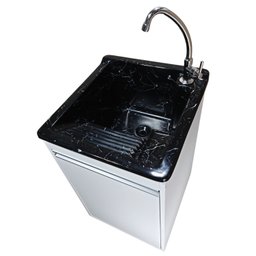 Tanque de Lavar Roupa com Torneira de Bancada + Gabinete Mdf Tanque:preto - 1