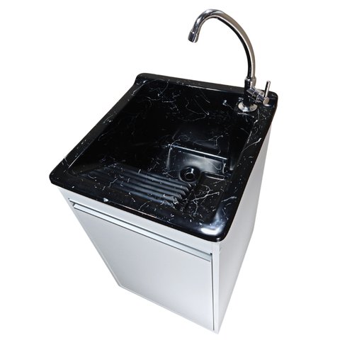 Tanque de Lavar Roupa com Torneira de Bancada + Gabinete Mdf Tanque:preto