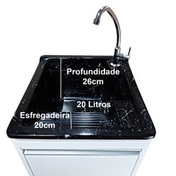 Tanque de Lavar Roupa com Torneira de Bancada + Gabinete Mdf Tanque:preto - 4