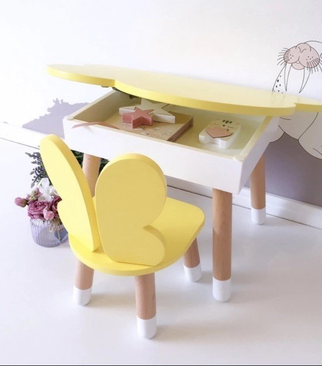 Conjunto de Mesa com Baú Cadeira Infantil Borboleta - 2
