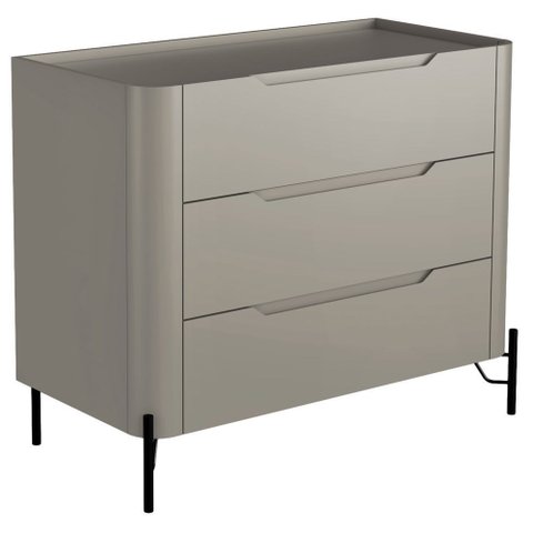 Cômoda para Quarto Closet Orgânica 3 Gavetas Pés Industrial Preto Bliss I03 Grigio - Lyam Decor