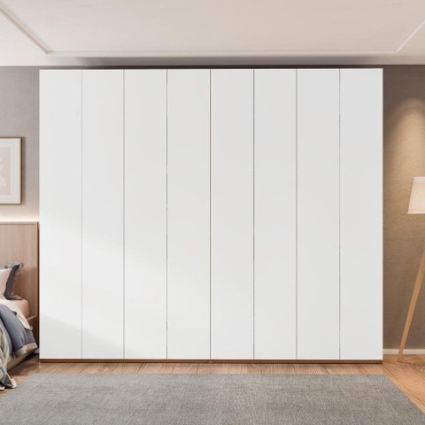 Guarda-Roupa Casal Modulado 8 Portas 6 Gavetas 275cm Multimóveis Crrui-GRP117 Madeirado/Branco