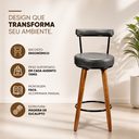 Ver imagem 3 de Banqueta Alta 60cm Giratória c/ Encosto 4 Pés Ilha Gourmet Balcão Bancada Base Gira Corino Preto