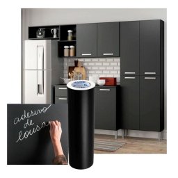 Papel Adesivo Tipo Contact Preto Fosco Lavavel com 5 Metros Paredes/Móveis/Eletrodomésticos - 3
