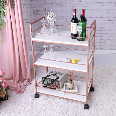 Carrinho de Bebidas Barzinho Adega Estilo Industrial Rose Gold