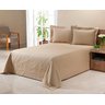 Colcha Cobre Leito Piquet Casal Queen 3pçs Liso Bege - 1