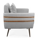 Ver imagem 4 de Poltrona Mari Suede Cinza Pés Palito de Ferro Marrom - D’Rossi