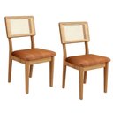 Ver imagem 3 de Mesa Jantar Redonda Mdf e 4 Cadeiras Tela Palha Cor:freijó com Off White e Bouclé Cesare Terracota