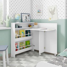 Escrivaninha Mesa Dobrável Funcional Branco - Móveis Estrela - 3