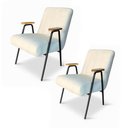 Ver imagem 2 de Poltrona Sala Decorativa Industrial Preto Kit 2 Laurita Linho K01 - D'Rossi Cor Bege