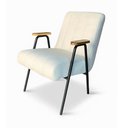 Ver imagem 5 de Poltrona Sala Decorativa Industrial Preto Kit 2 Laurita Linho K01 - D'Rossi Cor Bege