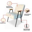 Ver imagem 3 de Poltrona Sala Decorativa Industrial Preto Kit 2 Laurita Linho K01 - D'Rossi Cor Bege